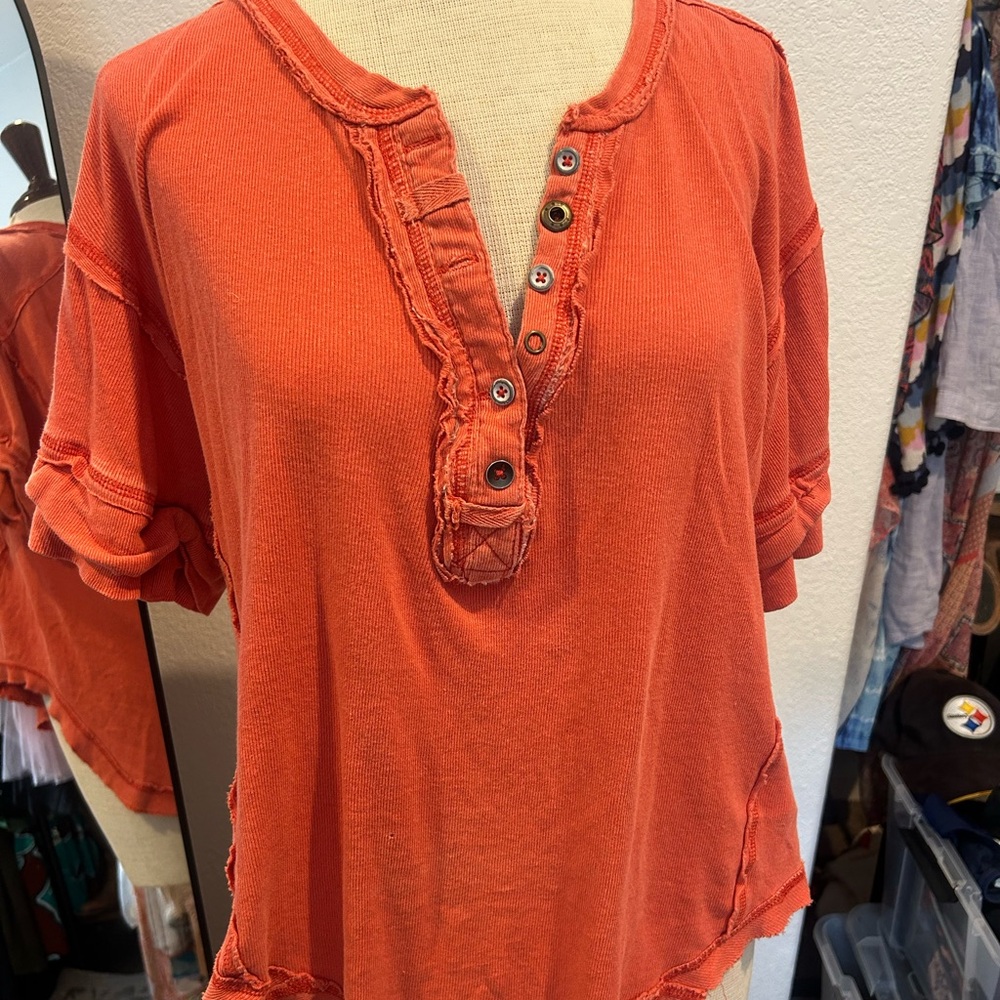 Women's We The Free Orange Button-Up Top